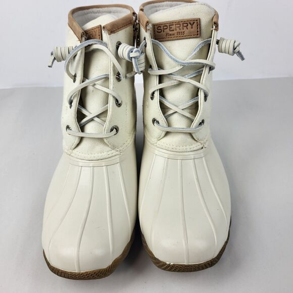Sperry Top Sider Women's Saltwater Duck Boot Wool Ivory Snow Rain Boots Size 8 - Picture 7 of 14